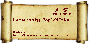 Lazavitzky Boglárka névjegykártya
